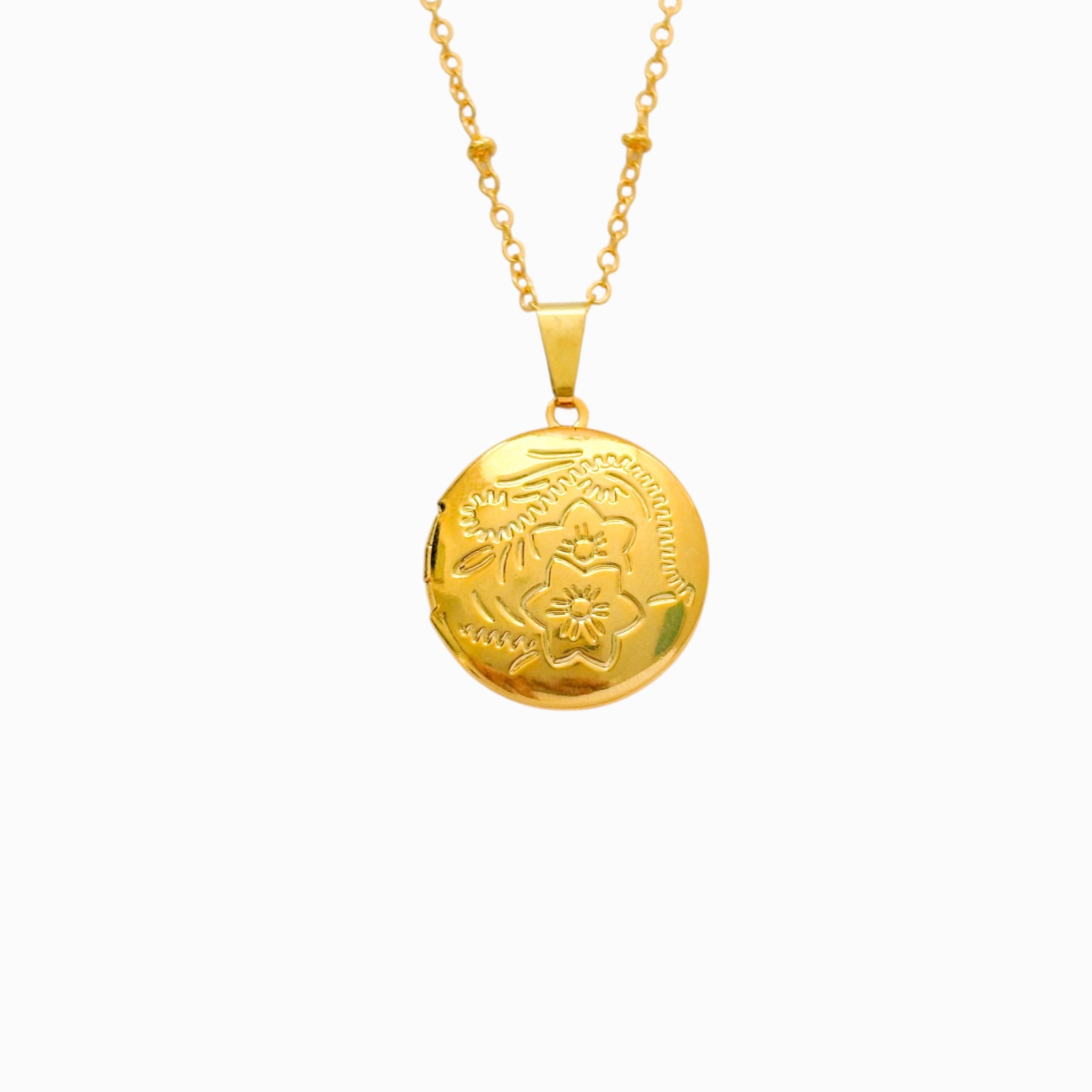 Cadena Relicario Redondo Jardín de Flores