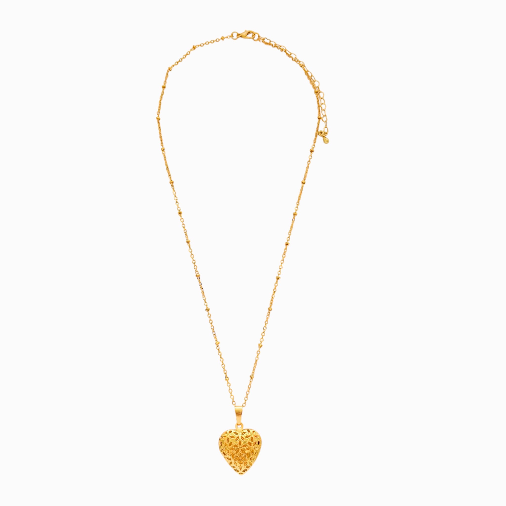 Cadena Relicario Corazón Pétalos