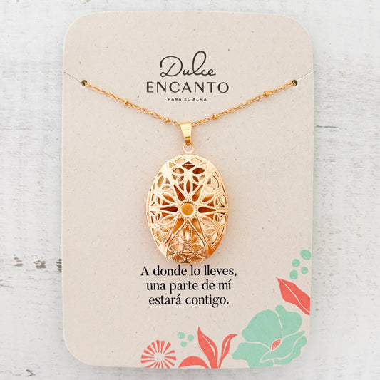Cadena Larga Relicario Maxi Ovalado Mandala