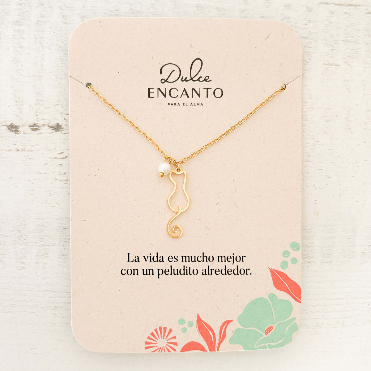 Cadena Gatico Con Perla