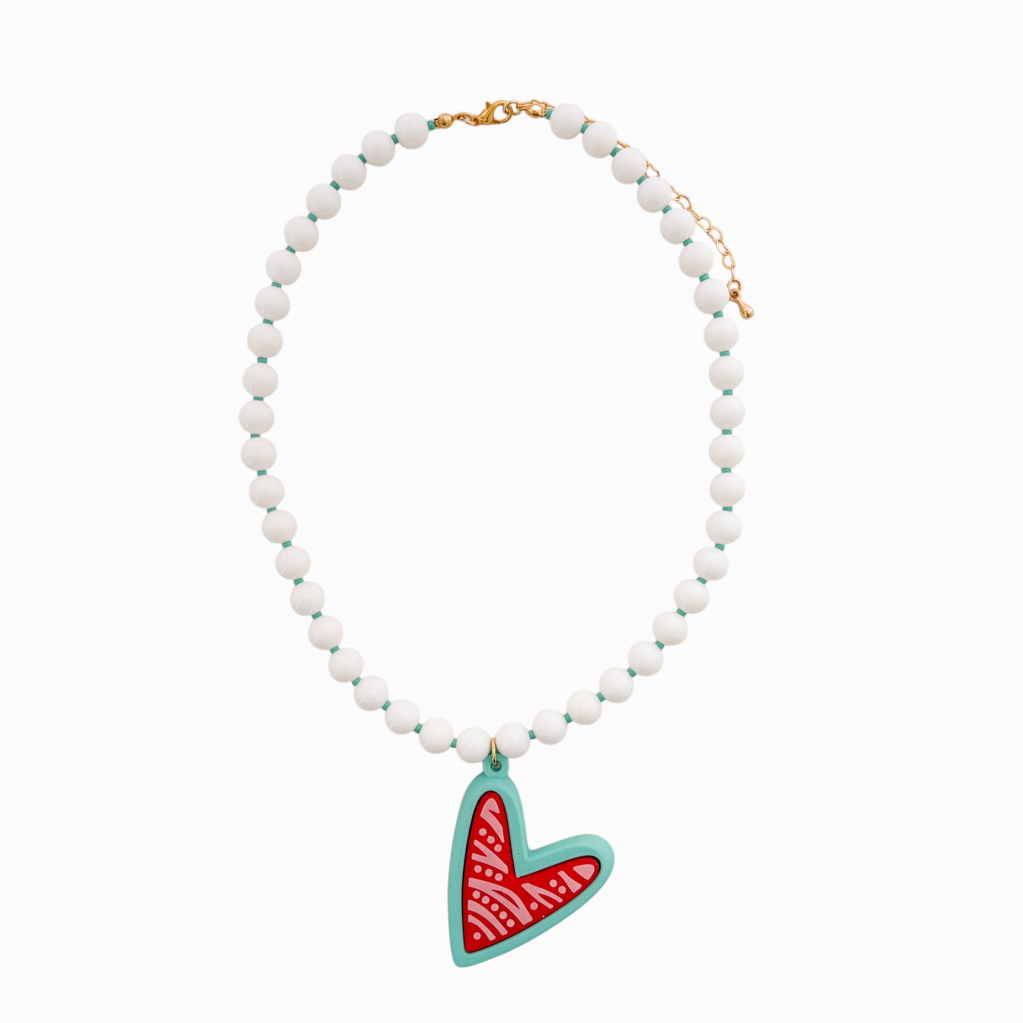 Collar Pepas Maxi Corazón Turquesa Rojo