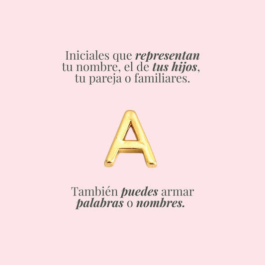 Dije Inicial Letras Dorado Pasador