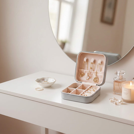 Joyero Organizador De Viaje Mini Gris Cuadrado