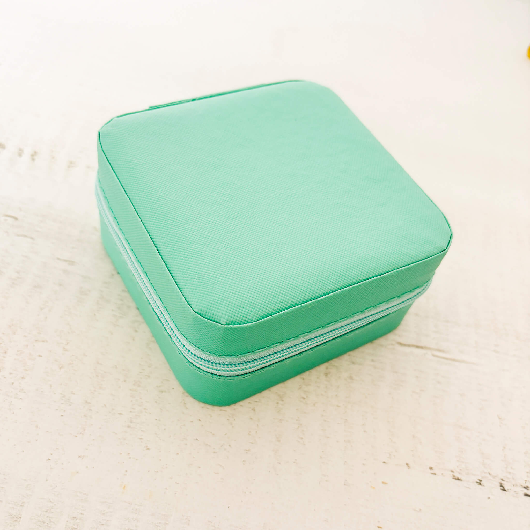 Joyero Organizador De Viaje Mini Verde Menta Cuadrado