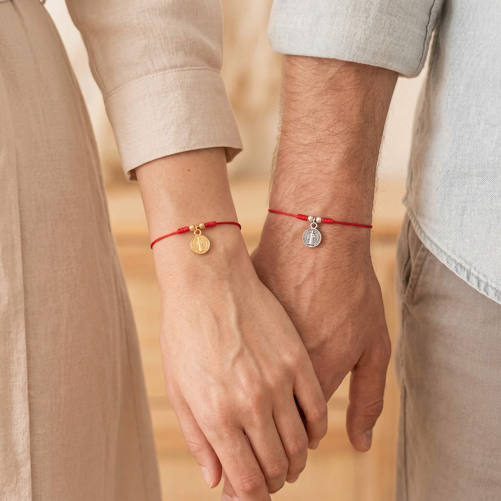 Pulsera Parejas San Benito Hilo Rojo