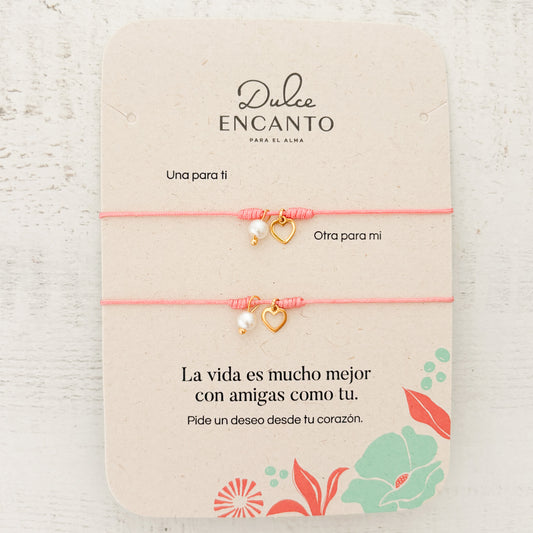 Pulseras Set De 2 Amigas Para Compartir Corazón