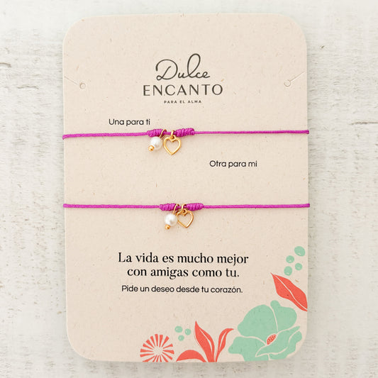 Pulseras Set De 2 Amigas Para Compartir Corazón