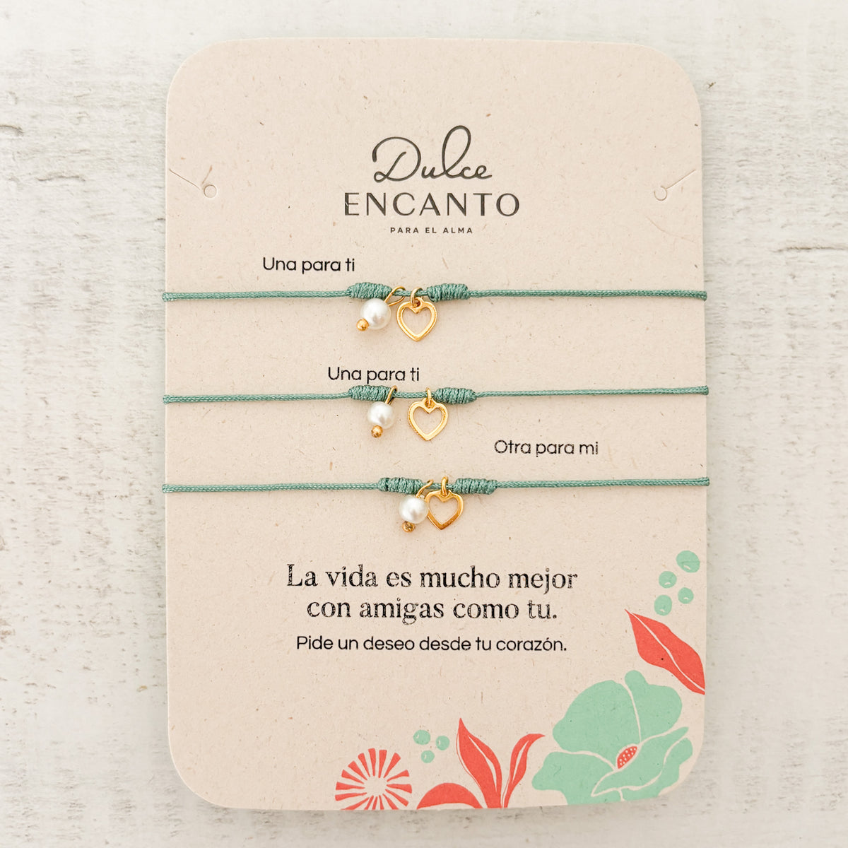 Pulseras Set De 3 Amigas Para Compartir Corazón