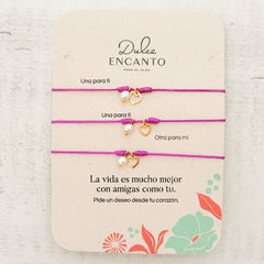 Pulseras Set De 3 Amigas Para Compartir Corazón