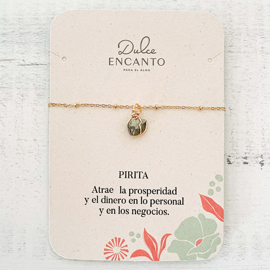 Pulsera Pirita Piedra Natural Broche Cadena