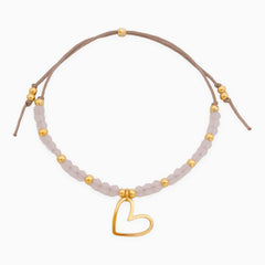Pulsera Corazón Murano Rosados Ajustable Con Significado