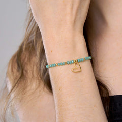Pulsera Corazón Murano Verde Menta Ajustable Con Significado