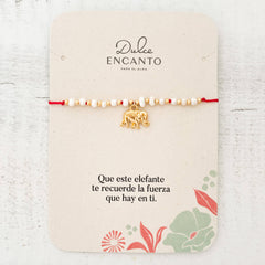 Pulsera Elefante Perlas De Agua Dulce Ajustable Con Significado