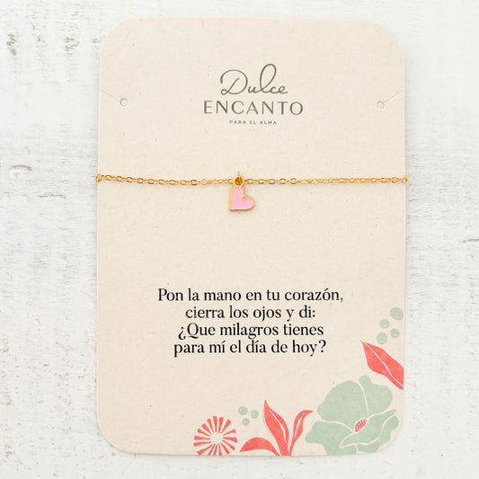 Pulsera Corazón Rosado Broche Con Significado
