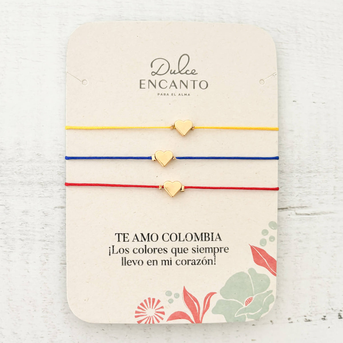 Set de 3 Pulseras Colombia Corazones