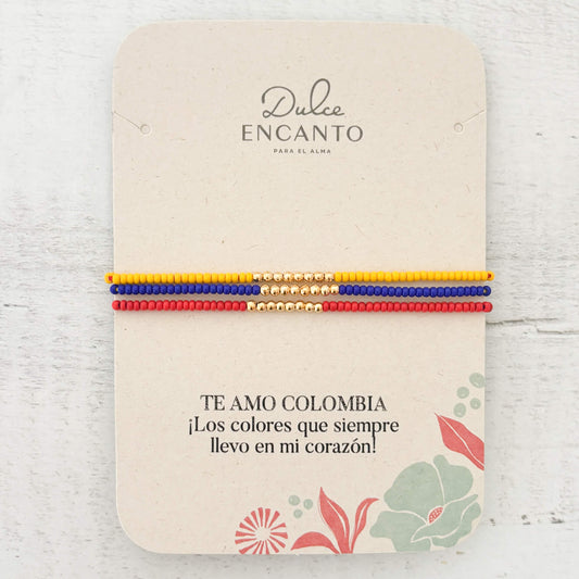 Set de 3 Pulseras Colombia Balines Mostacilla