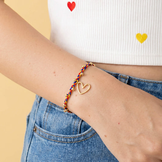 Pulsera Colombia Corazón Trenza Balines