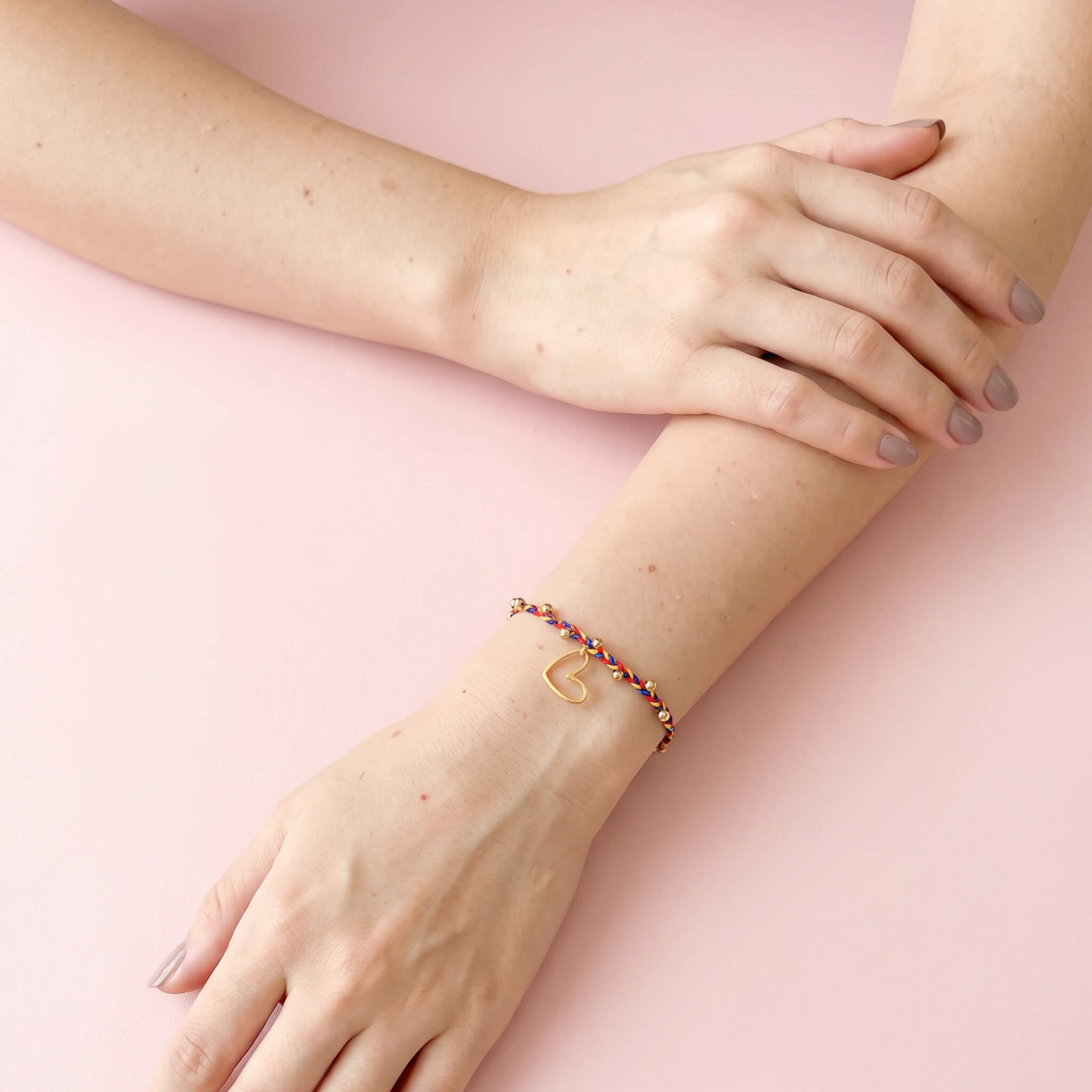 Pulsera Colombia Corazón Trenza Balines