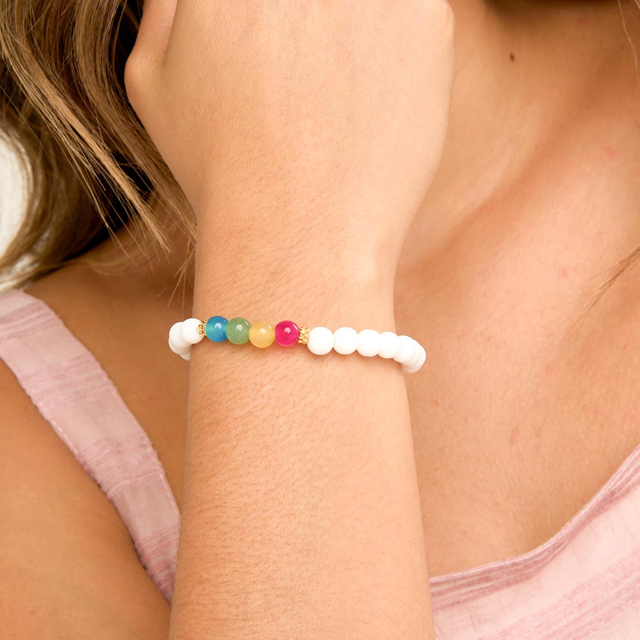 Pulsera Ho'oponopono Blanca Elástica Con Significado