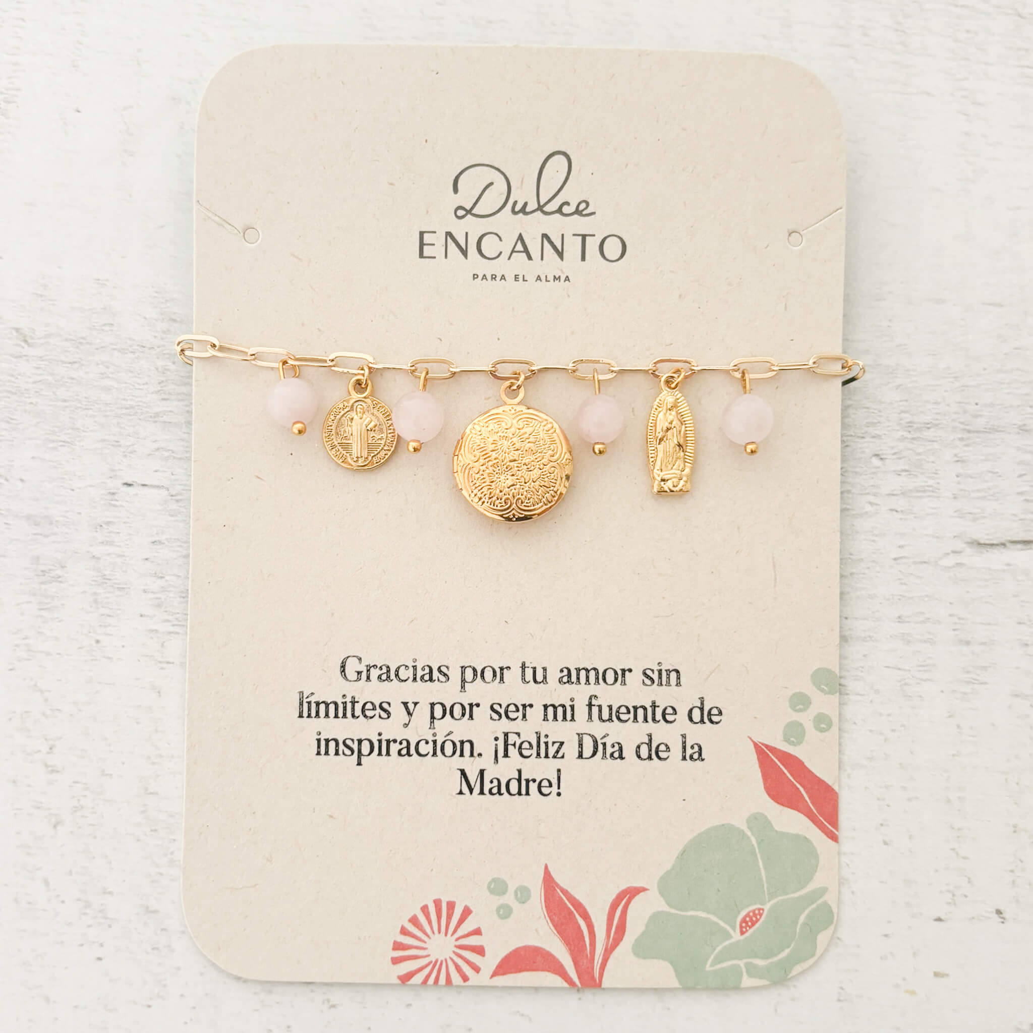 Pulsera Relicario San Benito Virgencita Redondo Mandala Mini