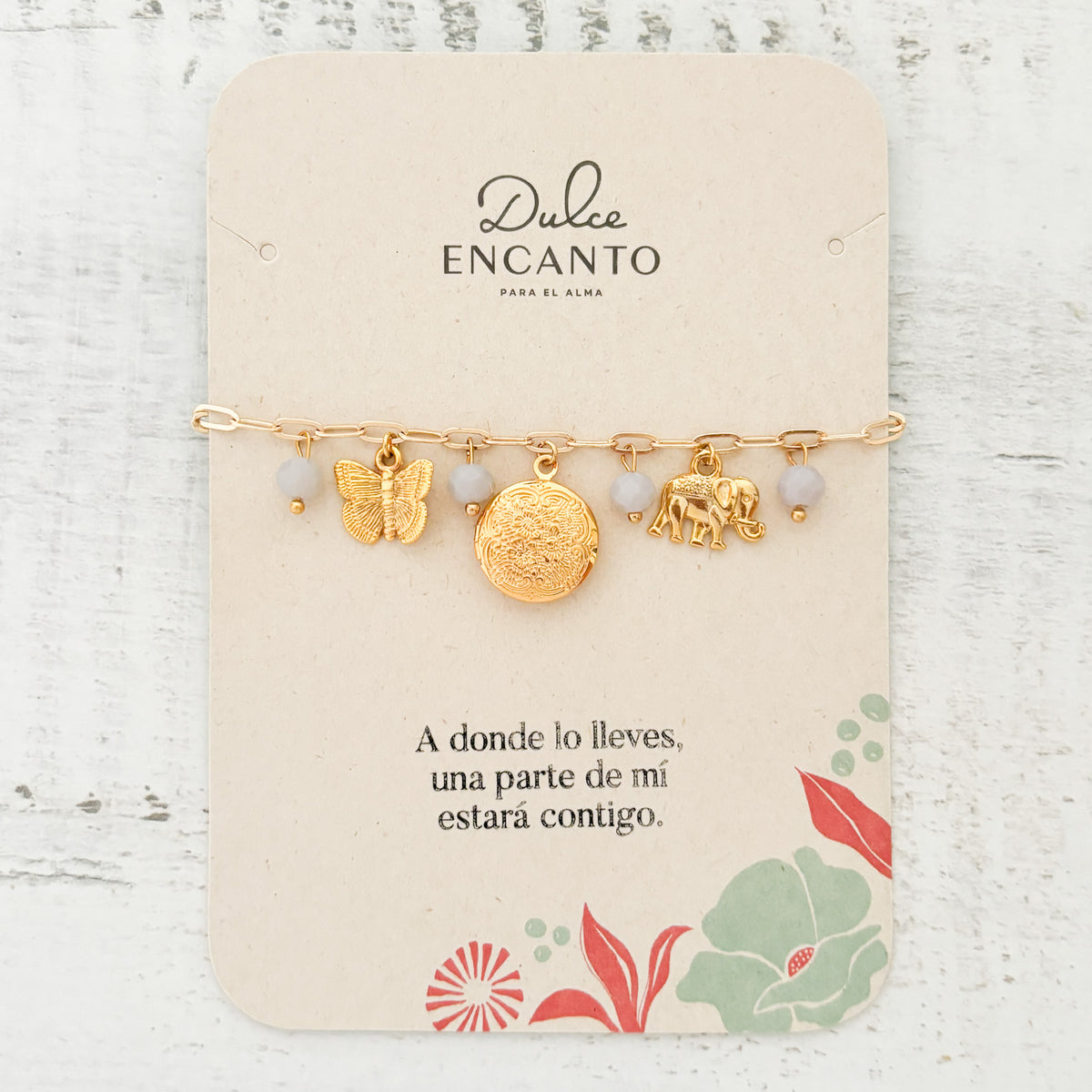 Pulsera Relicario Mariposa Elefante Redondo Mandala Mini