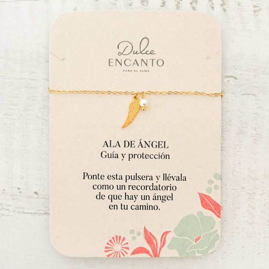 Pulsera Ala De Ángel Perla Broche Con Significado