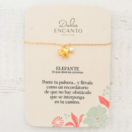 Pulsera Elefante Perla Broche Con Significado