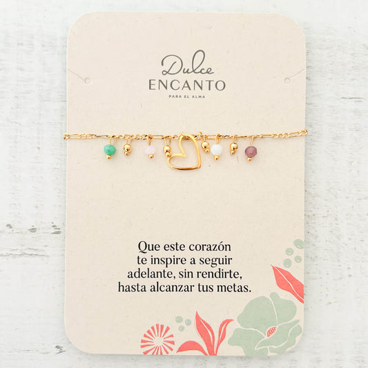 Pulsera Corazón Muranos Balines Broche Con Significado