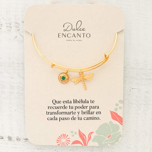 Brazalete Libélula Cristal Broche Con Significado