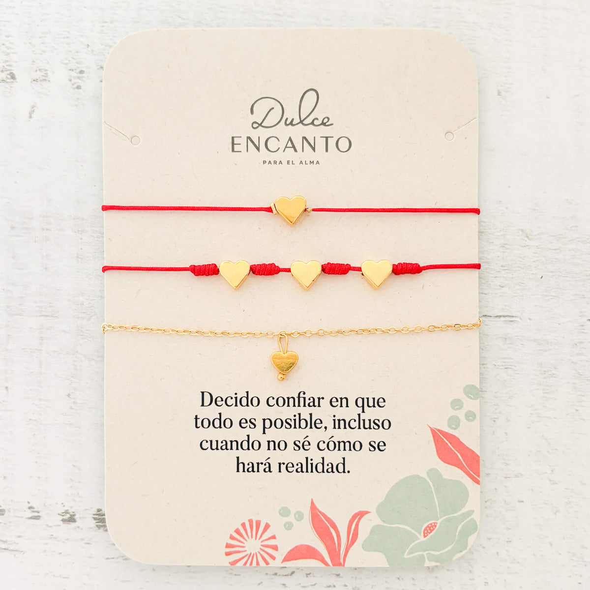 Pulseras Set de Corazones Hilo Rojo Con Significado