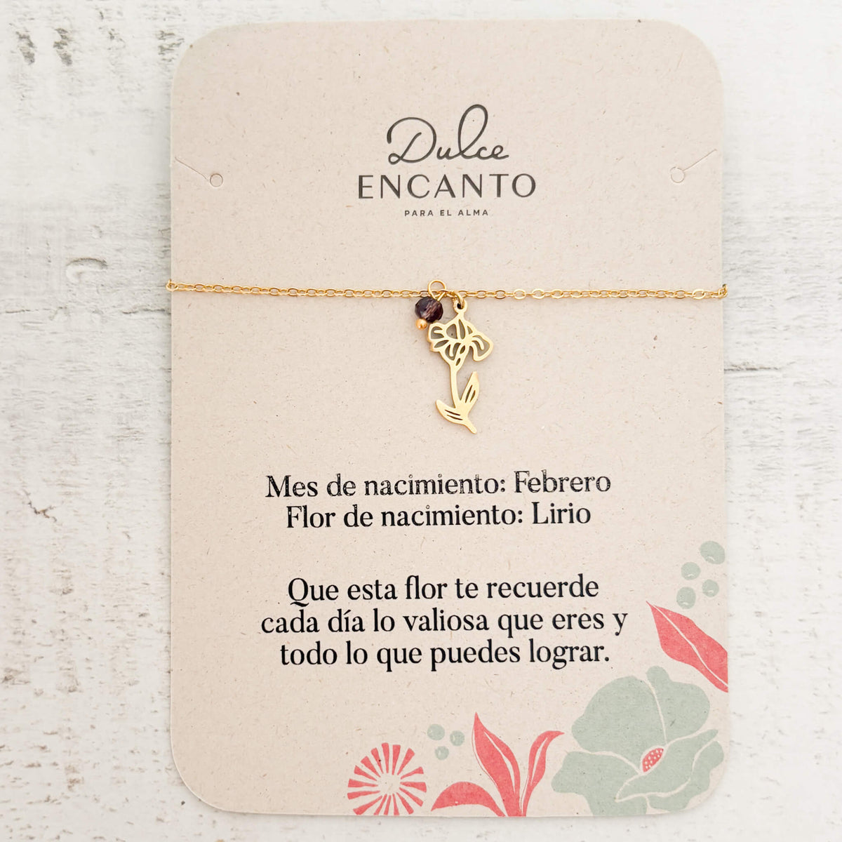 Pulsera Febrero Flor Lirio de Nacimiento