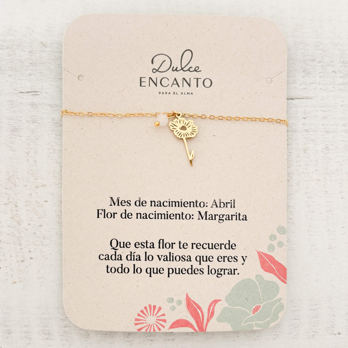 Pulsera Abril Flor Margarita de Nacimiento