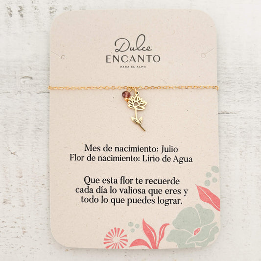 Pulsera Julio Flor Lirio de Agua de Nacimiento