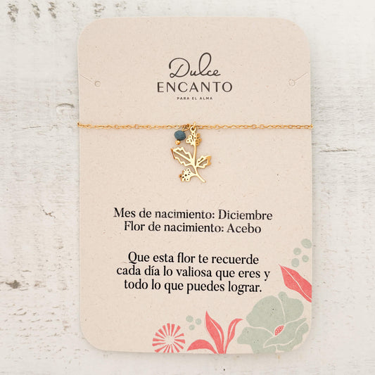 Pulsera Diciembre Flor de Acebo de Nacimiento