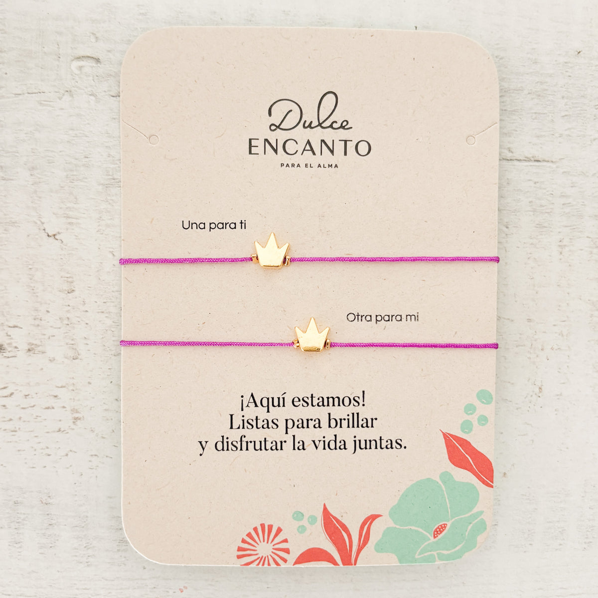 Pulseras Hilo Corona Set De 2 Amigas Para Compartir