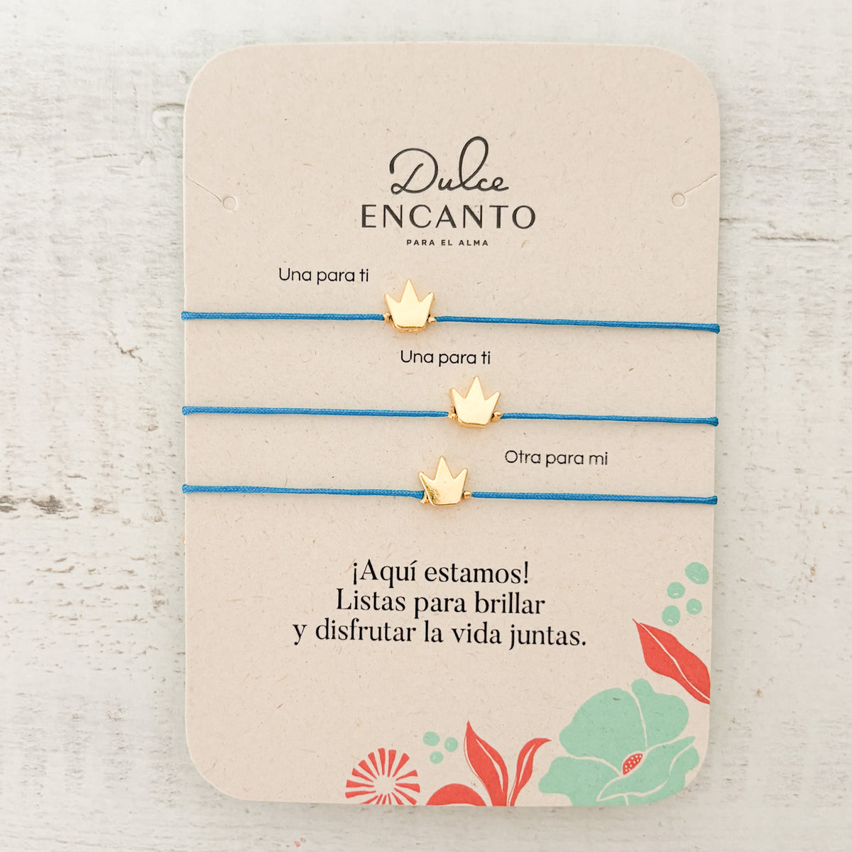 Pulseras Hilo Corona Set De 3 Amigas Para Compartir