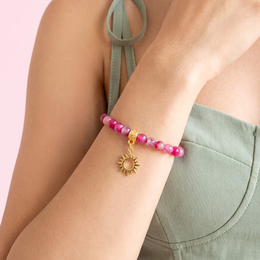 Pulsera Elástica Sol Cristales Magenta