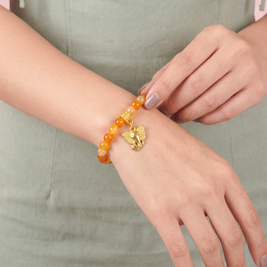 Pulsera Elástica Elefante Cristales Naranjado