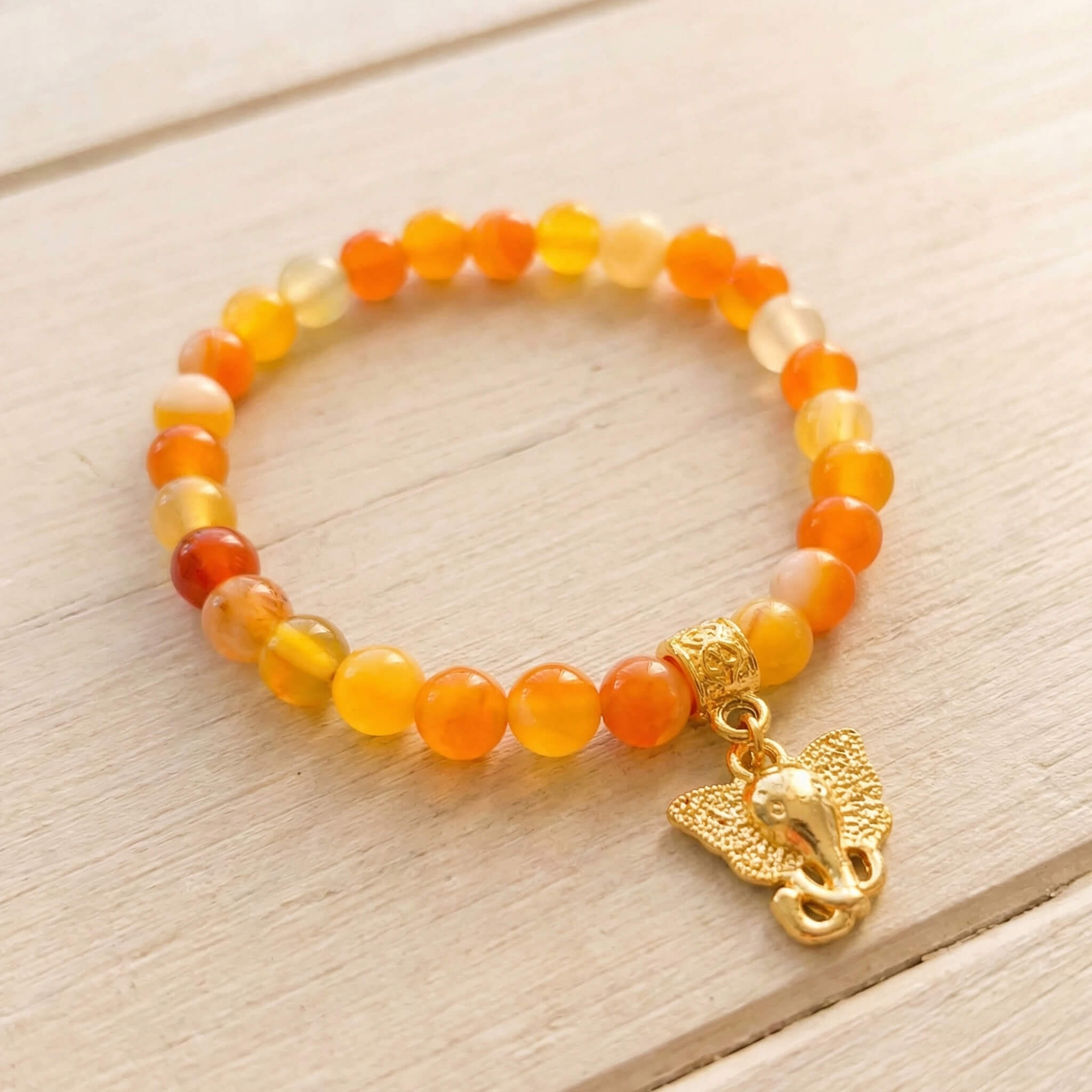 Pulsera Elástica Elefante Cristales Naranjado