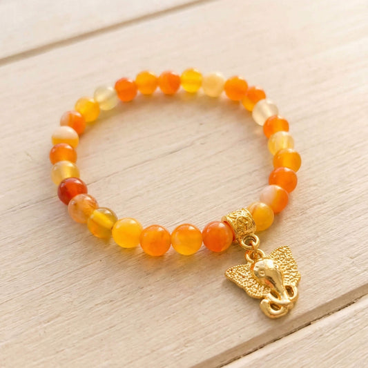 Pulsera Elástica Elefante Cristales Naranjado