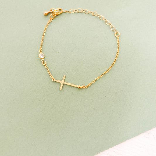 Pulsera Cruz Zircón Broche