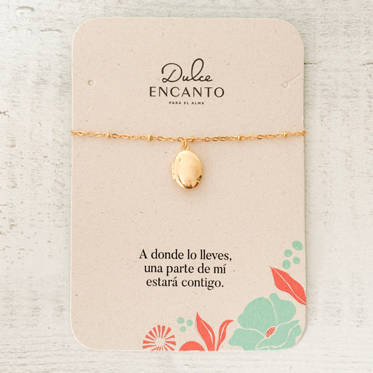 Pulsera Relicario Mini Ovalado Liso Clásico