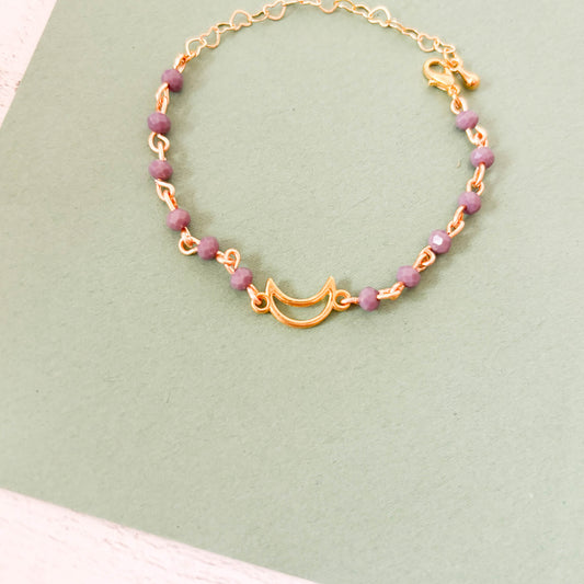 Pulsera Luna con Muranos Violeta con Broche