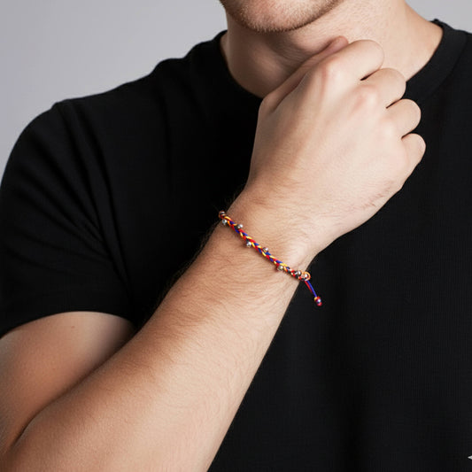 Pulsera Colombia para Hombre Trenza Balines