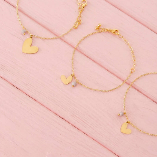 Pulseras Mamá e Hijas Corazones Murano Violeta x3 para Compartir