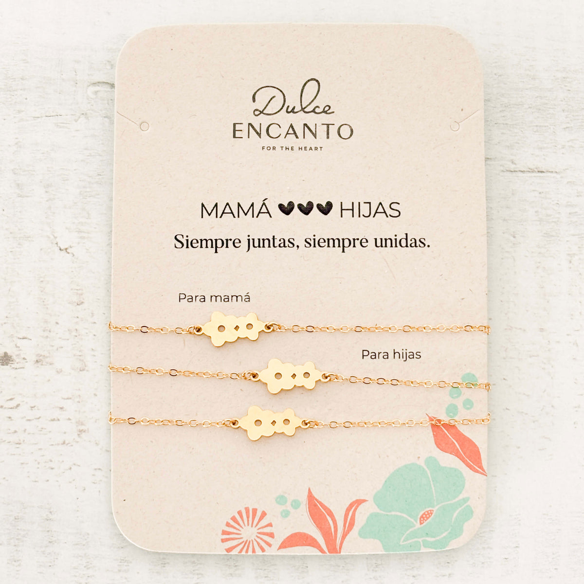 Pulseras Flores Mamá e Hijas x3 para Compartir