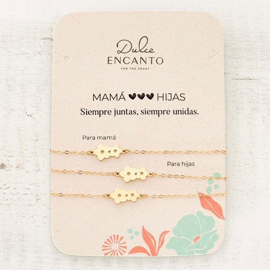 Pulseras Flores Mamá e Hijas x3 para Compartir