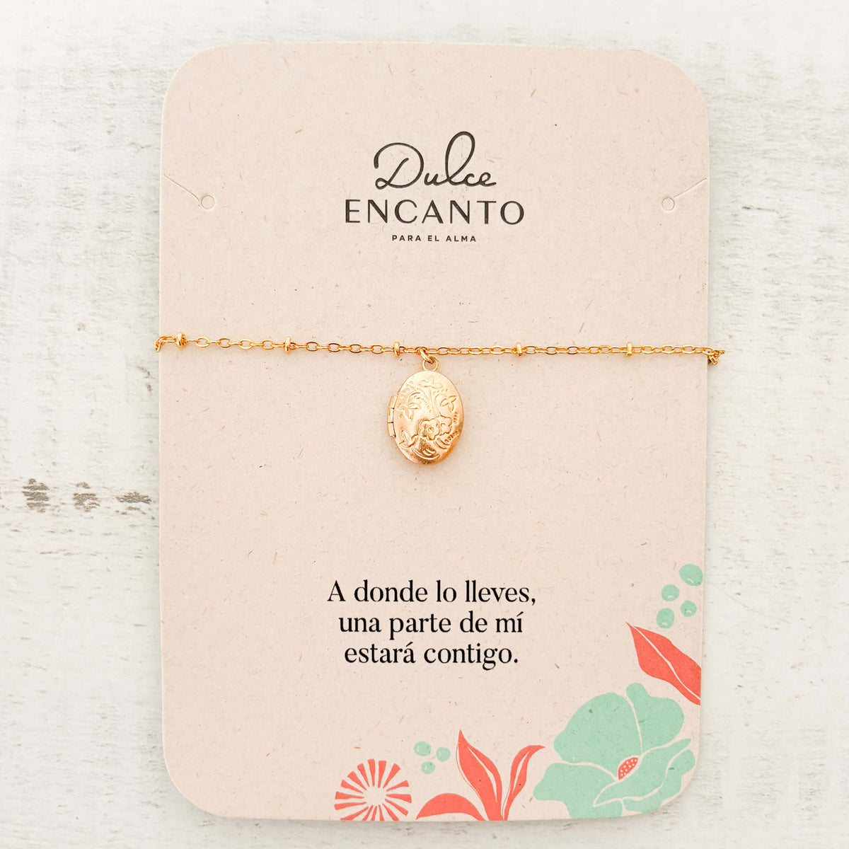 Pulsera Relicario Ovalado Mini Flores