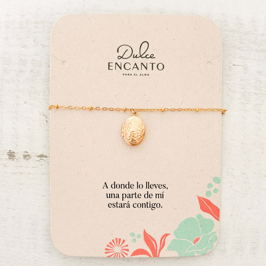 Pulsera Relicario Ovalado Mini Flores