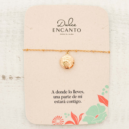 Pulsera Relicario Redondo Mini Flores
